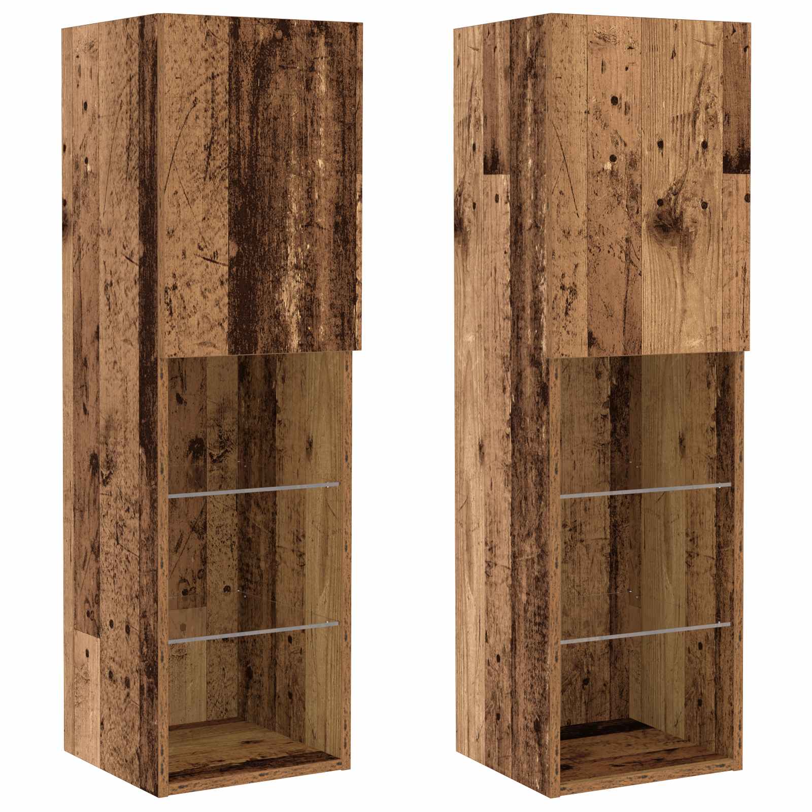TV-Schrankset mit LED-Lichtleisten 6 pcs Altholz Holzwerkstoff