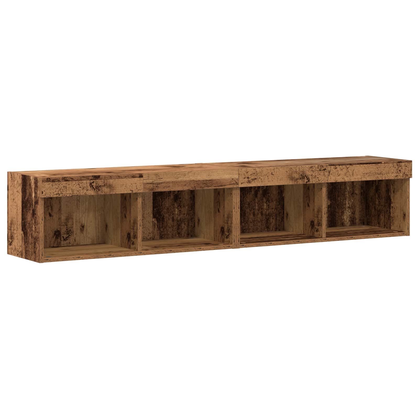 TV-Schrankset mit LED-Lichtleisten 6 pcs Altholz Holzwerkstoff