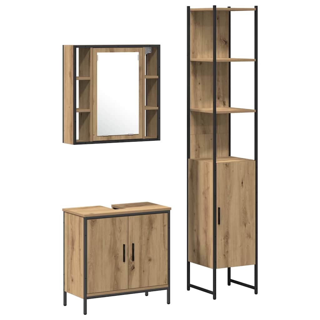 Badezimmer Waschbeckenmöbel 3 stk. Braun 33 x 33 x 185,5 cm
