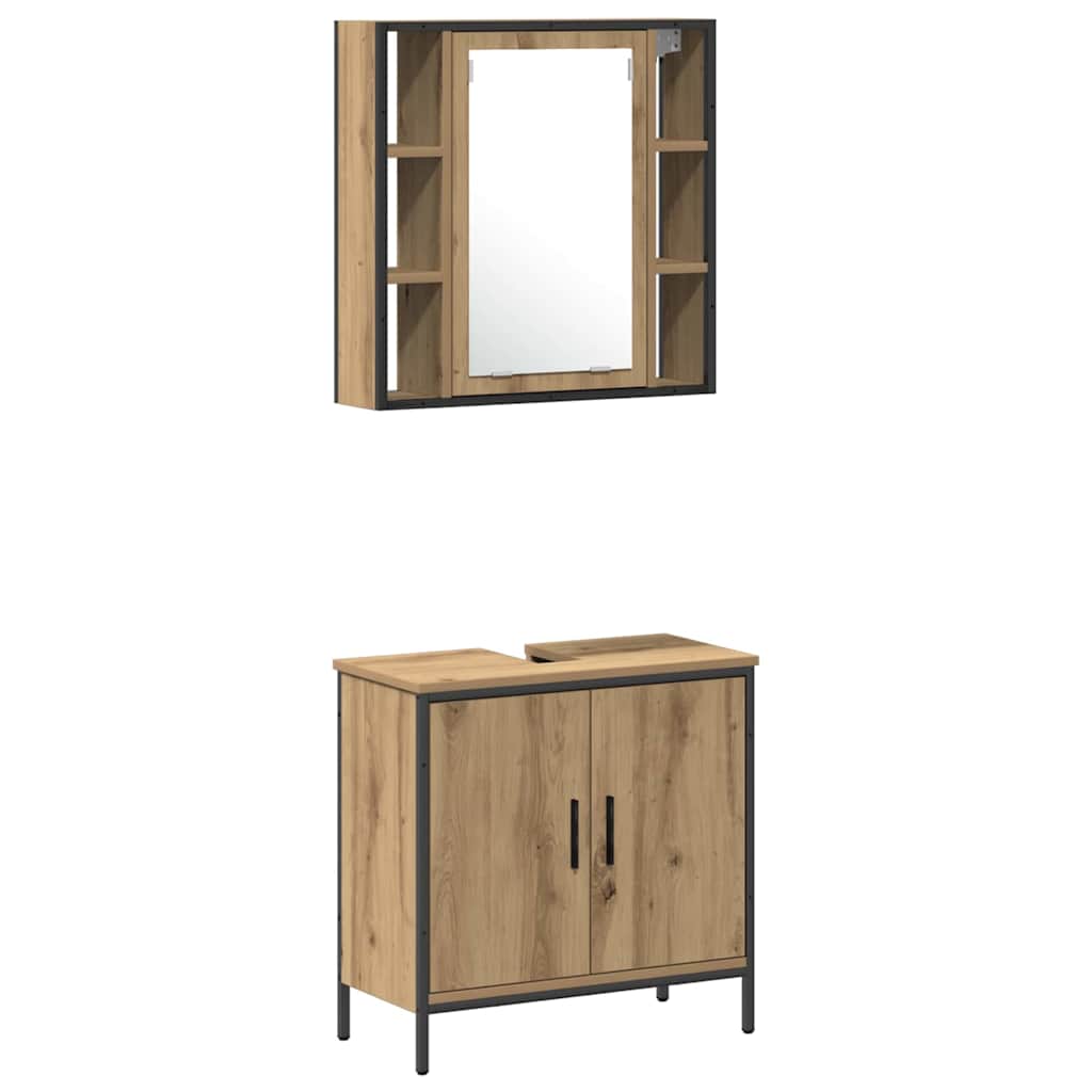 Badezimmer Waschbeckenmöbel mit Regal 3 pcs Braun Holzwerkstoff