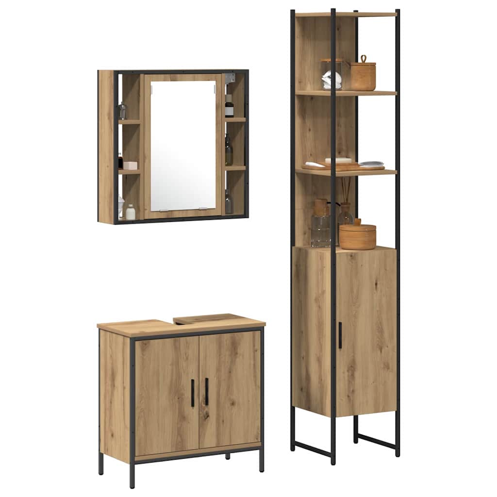 Badezimmer Waschbeckenmöbel 3 stk. Braun 33 x 33 x 185,5 cm