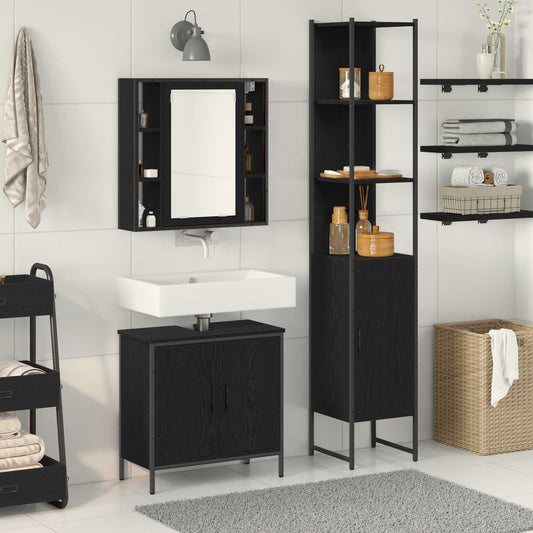 Badezimmer Waschbeckenmöbel 3 stk. Schwarz 33 x 33 x 185,5 cm