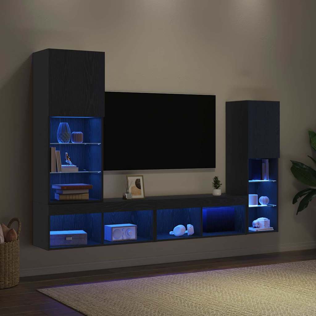 TV-Schränk Schwarz Eichen-Optik 40,5 x 30 x 102 cm