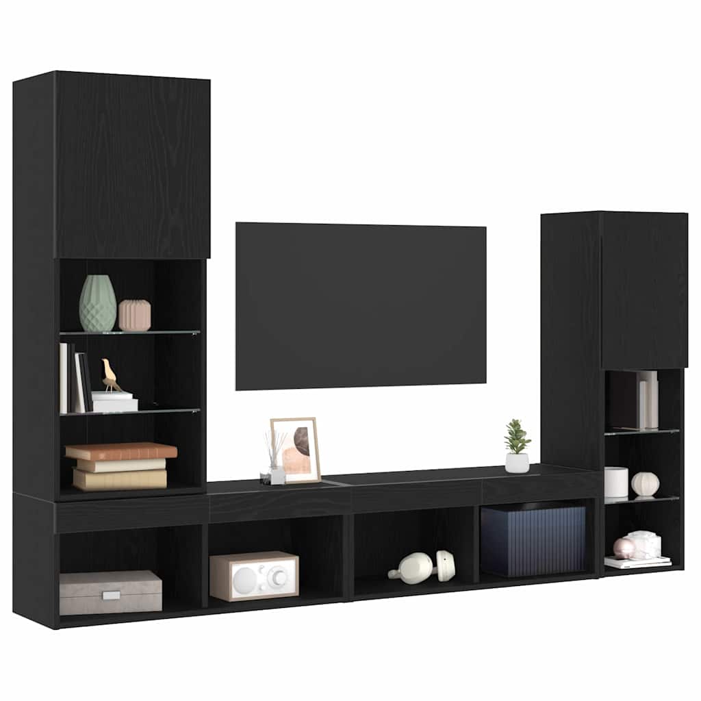 TV-Schränk Schwarz Eichen-Optik 40,5 x 30 x 102 cm