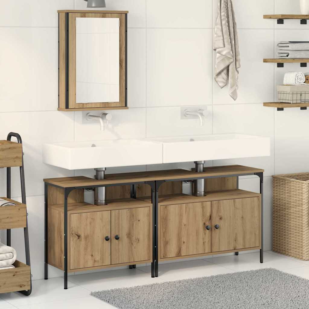Badezimmer Waschbeckenmöbel mit Regal 3 pcs Braun Holzwerkstoff