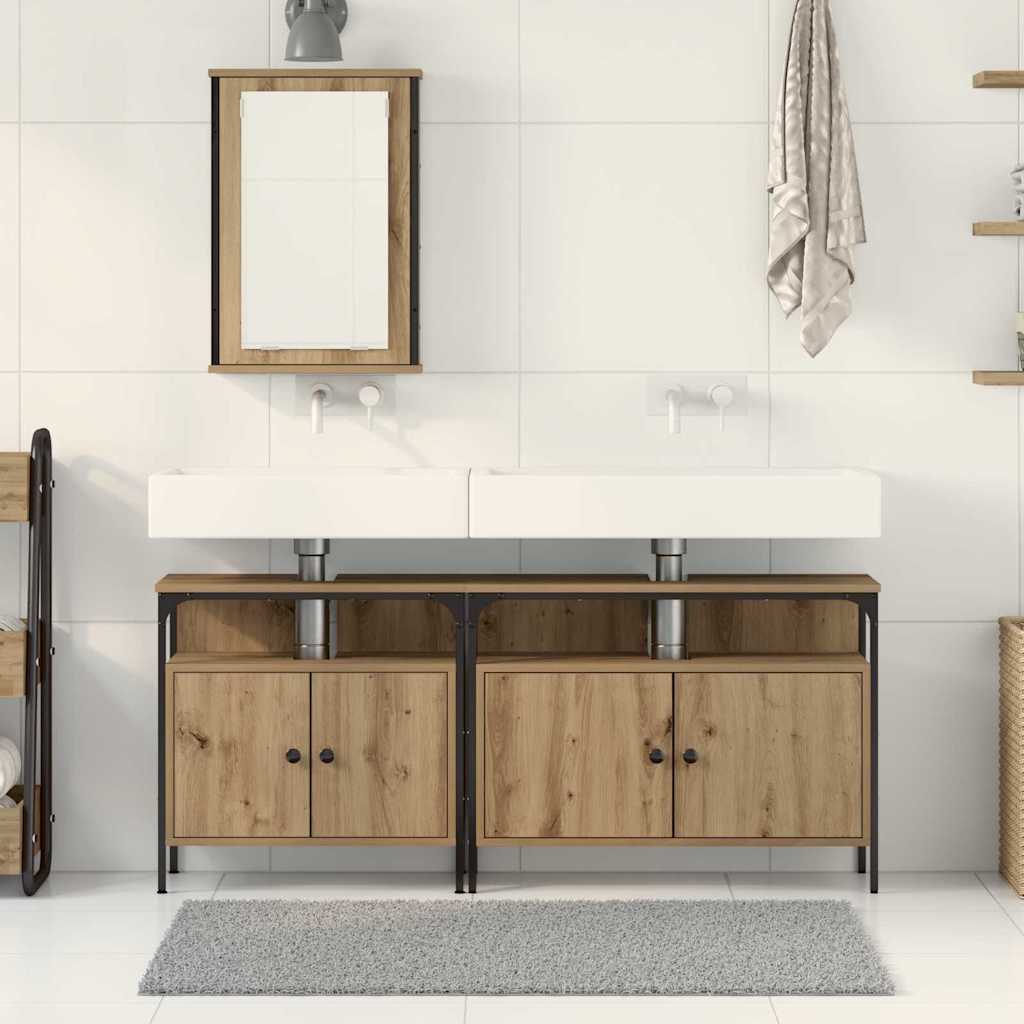 Badezimmer Waschbeckenmöbel mit Regal 3 pcs Braun Holzwerkstoff