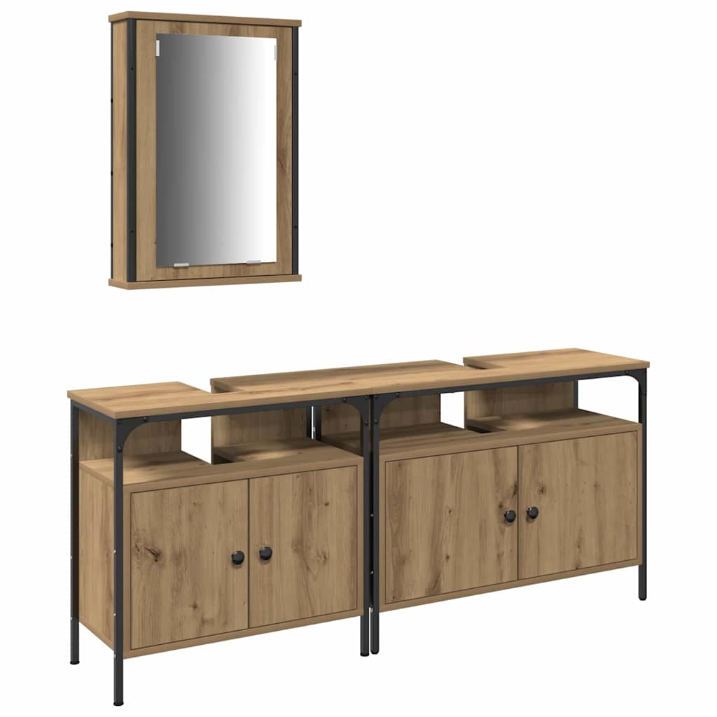 Badezimmer Waschbeckenmöbel mit Regal 3 pcs Braun Holzwerkstoff
