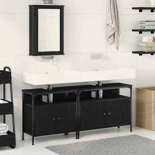 Badezimmer Waschbeckenmöbel 3 stk. Schwarz 80 x 30 x 60 cm