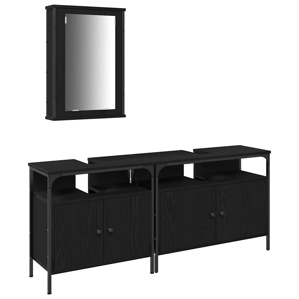 Badezimmer Waschbeckenmöbel 3 stk. Schwarz 80 x 30 x 60 cm