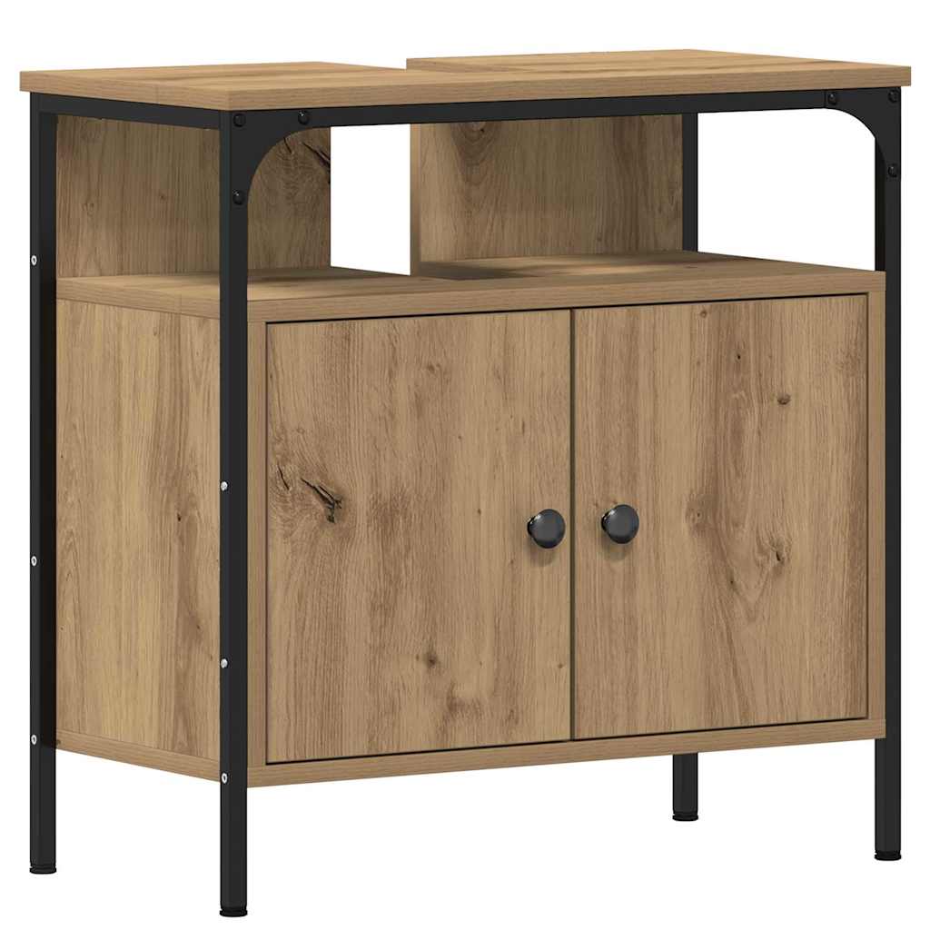Badezimmerschrankset mit Regal mit Tür 3 pcs Eiche handwerklich