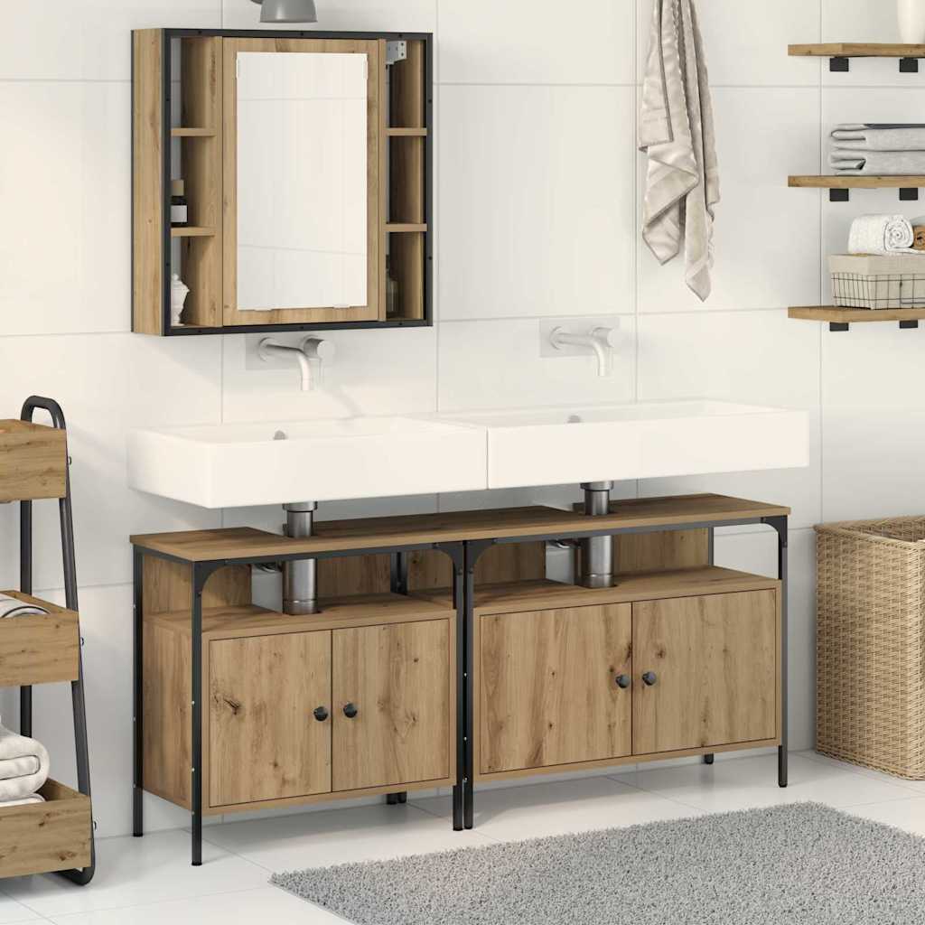 Badezimmer Waschbeckenmöbel mit Regal 3 pcs Braun Holzwerkstoff