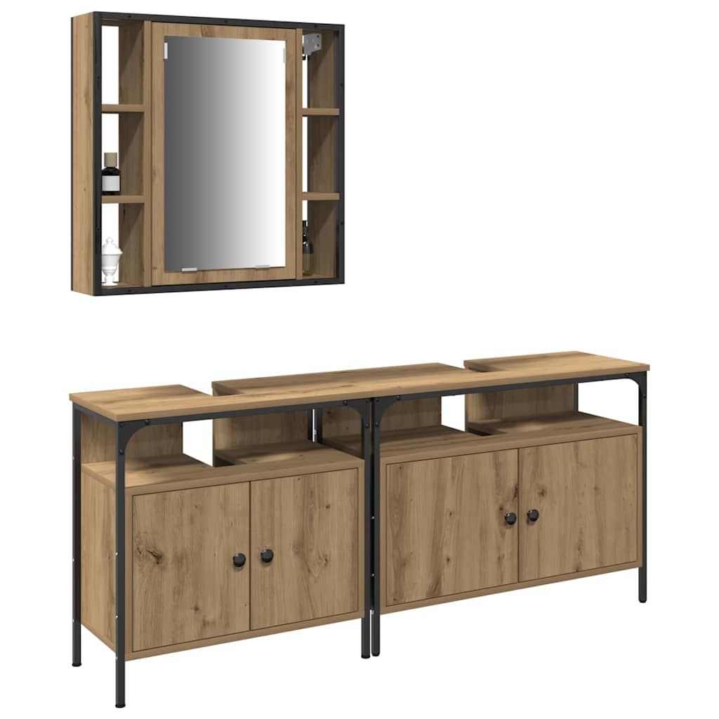 Badezimmer Waschbeckenmöbel mit Regal 3 pcs Braun Holzwerkstoff