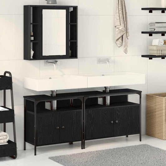 Badezimmer Waschbeckenmöbel 3 stk. Schwarz 80 x 30 x 60 cm