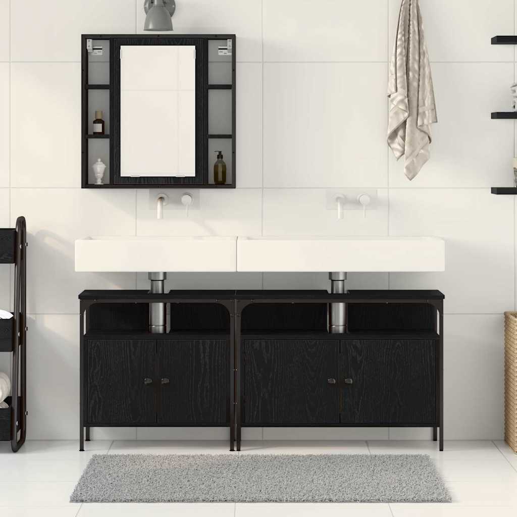Badezimmer Waschbeckenmöbel 3 stk. Schwarz 80 x 30 x 60 cm