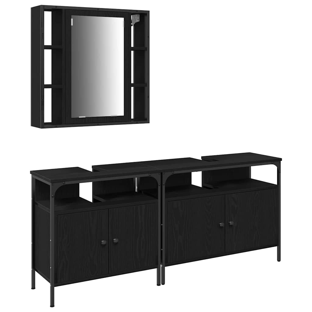 Badezimmer Waschbeckenmöbel 3 stk. Schwarz 80 x 30 x 60 cm