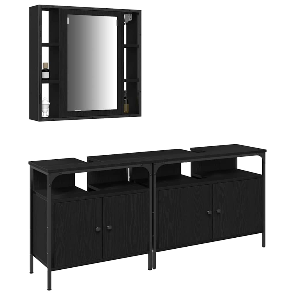 Badezimmer Waschbeckenmöbel 3 stk. Schwarz 80 x 30 x 60 cm