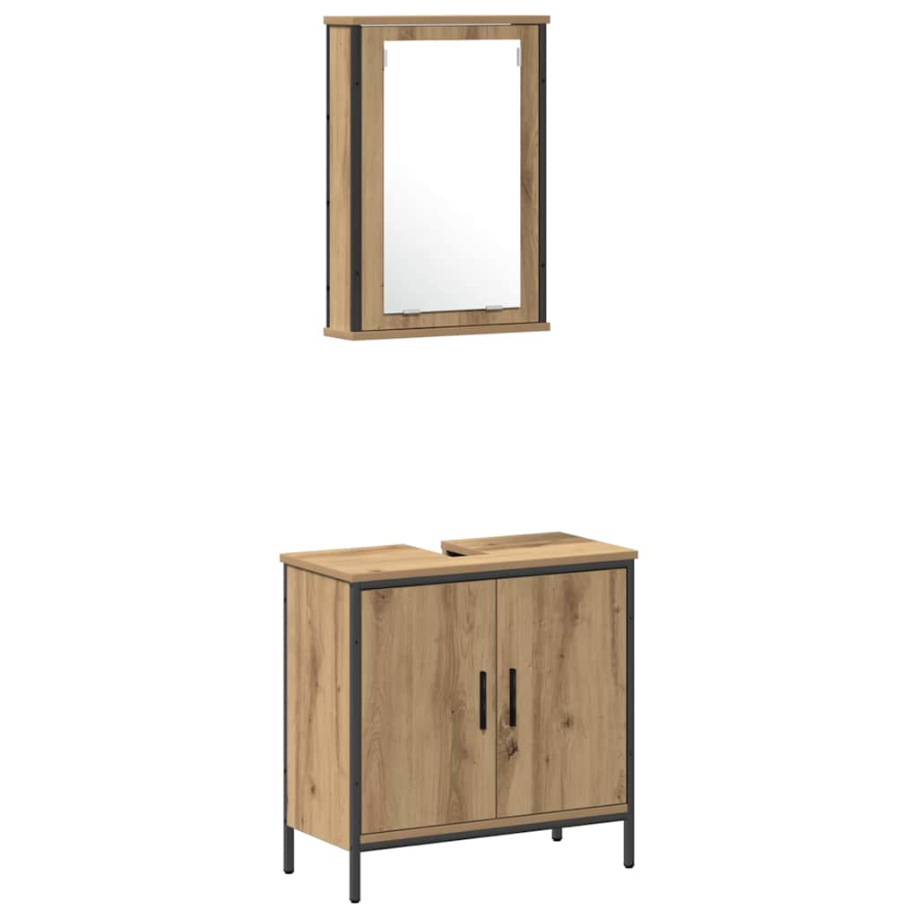 Badezimmermöbel-Set 3 stk. Braun 33 x 33 x 185,5 cm