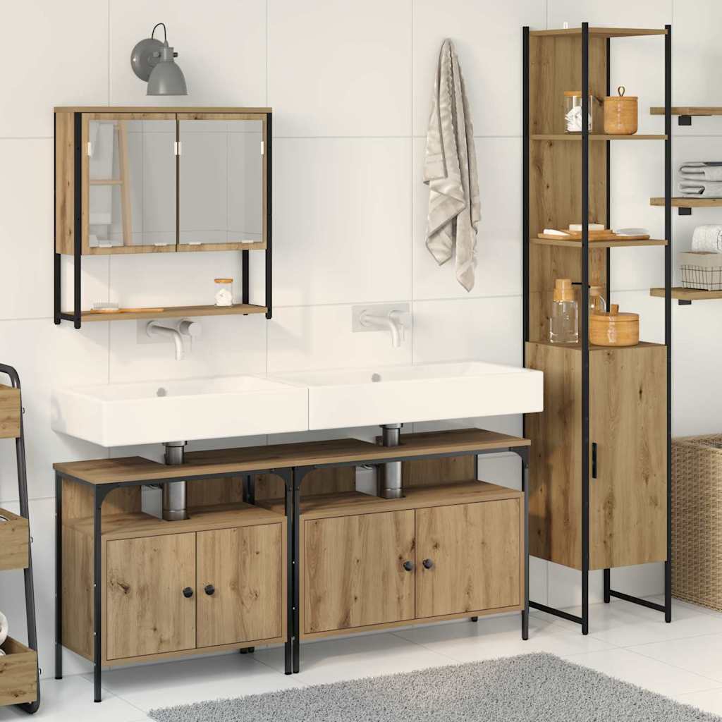 Badezimmermöbel-Set 4 stk. Artisan-Eiche 33 x 33 x 185,5 cm