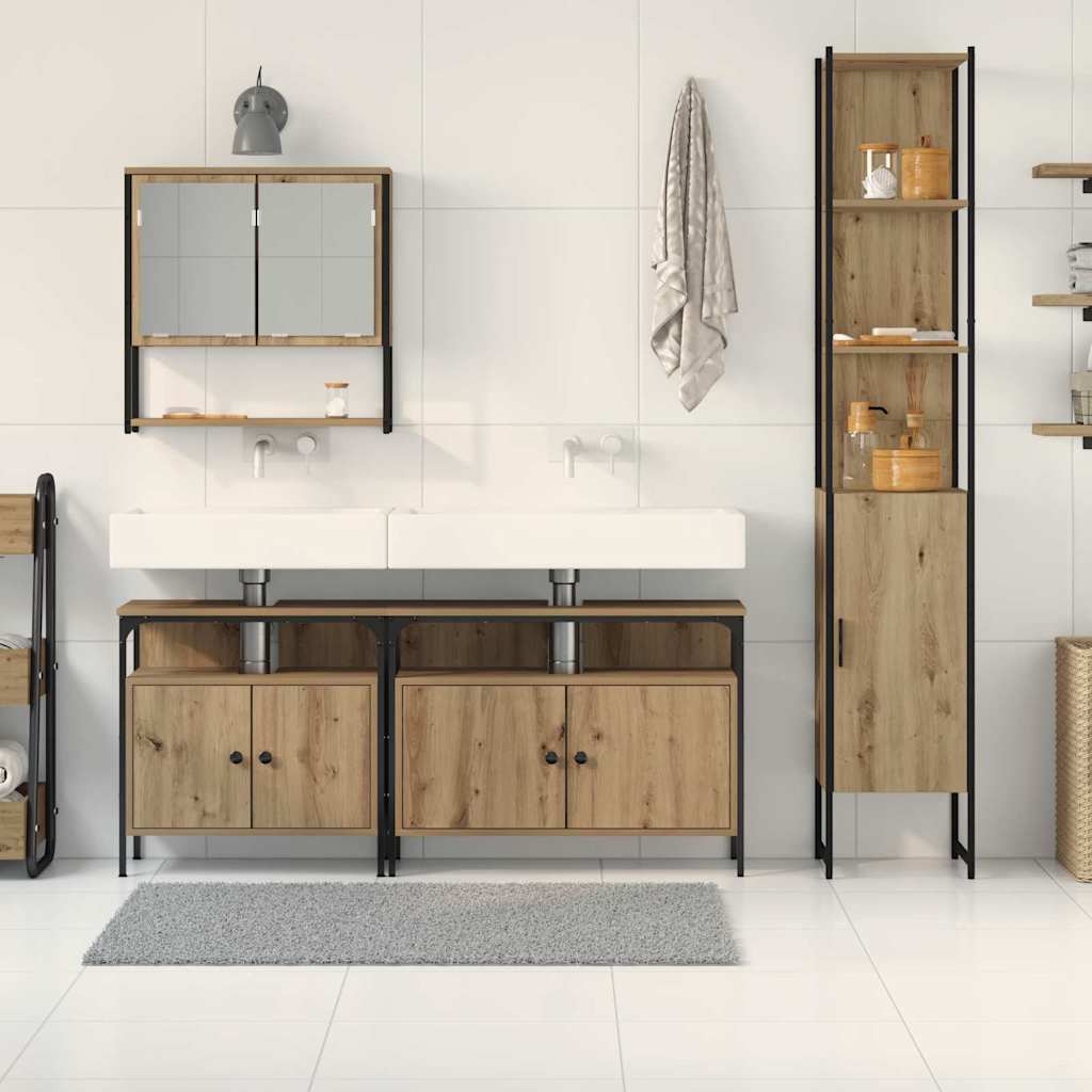 Badezimmermöbel-Set 4 stk. Artisan-Eiche 33 x 33 x 185,5 cm