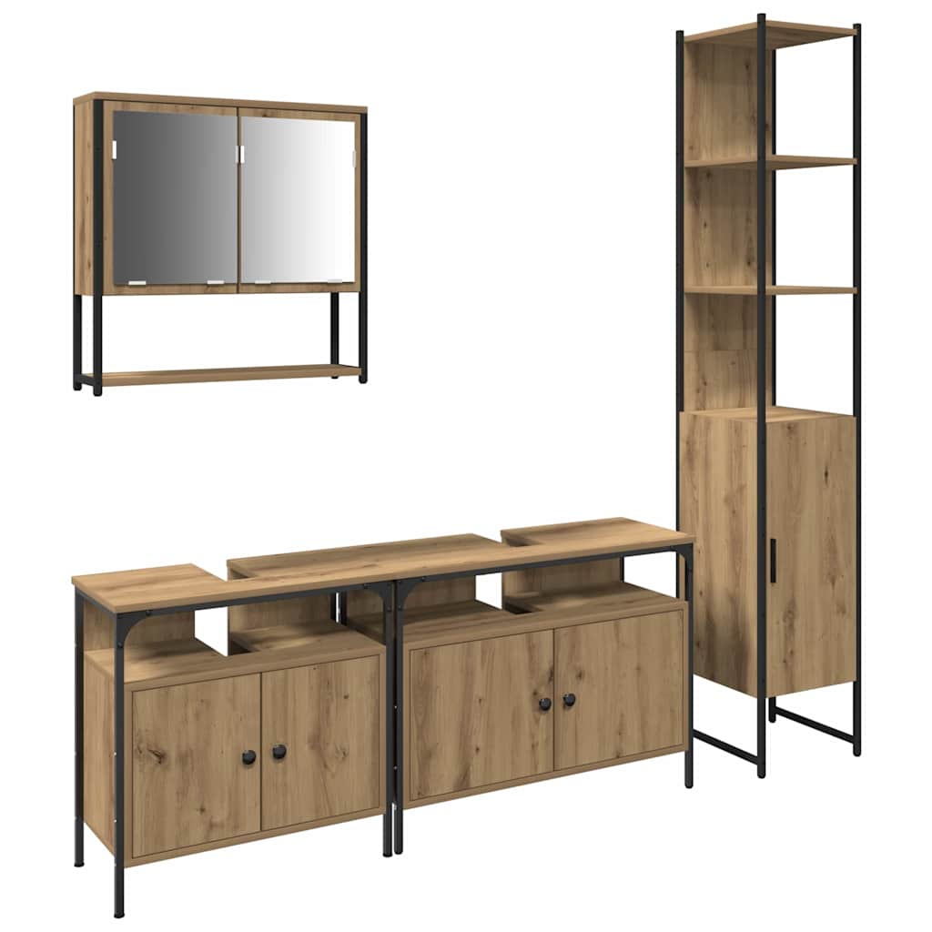 Badezimmermöbel-Set 4 stk. Artisan-Eiche 33 x 33 x 185,5 cm