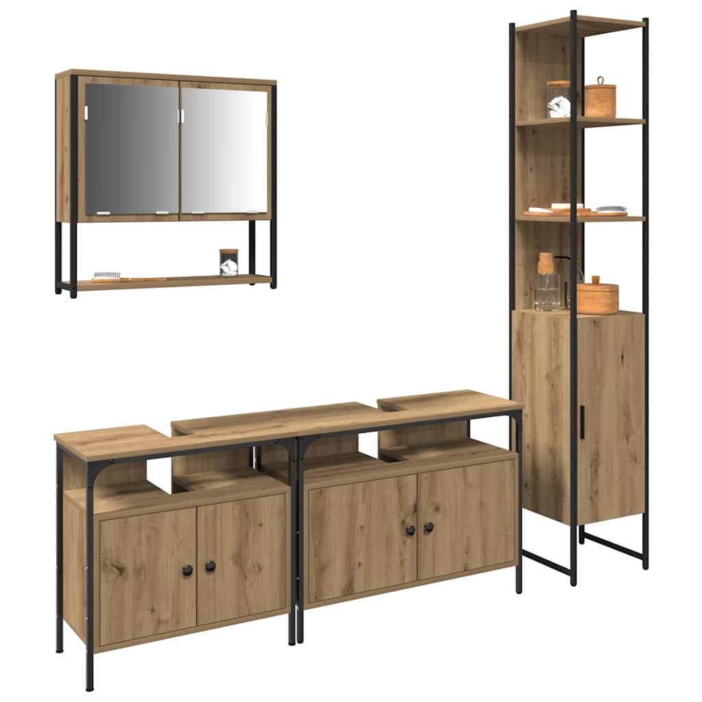 Badezimmermöbel-Set 4 stk. Artisan-Eiche 33 x 33 x 185,5 cm