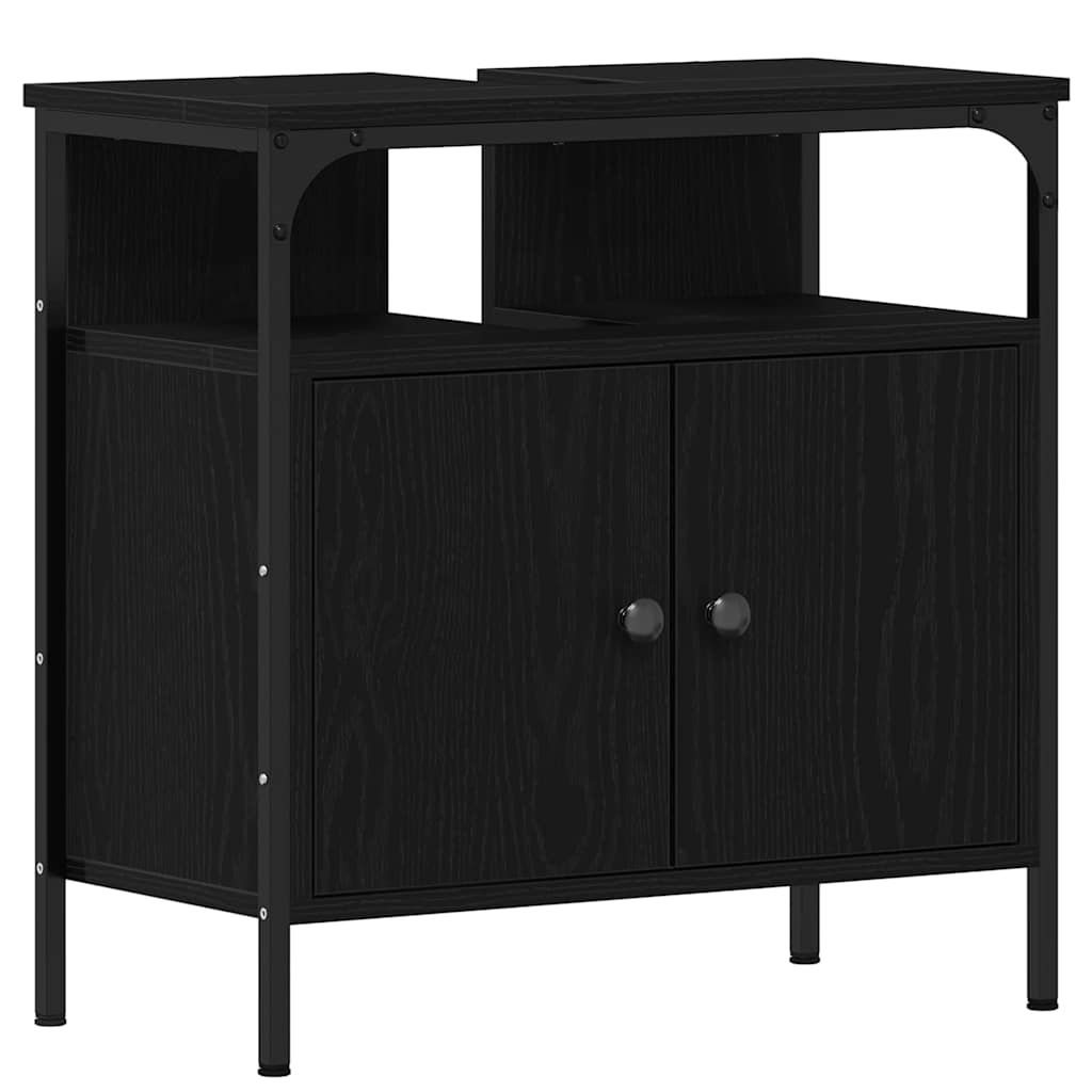 Badezimmermöbel-Set 4 stk. Schwarz Eichen-Optik