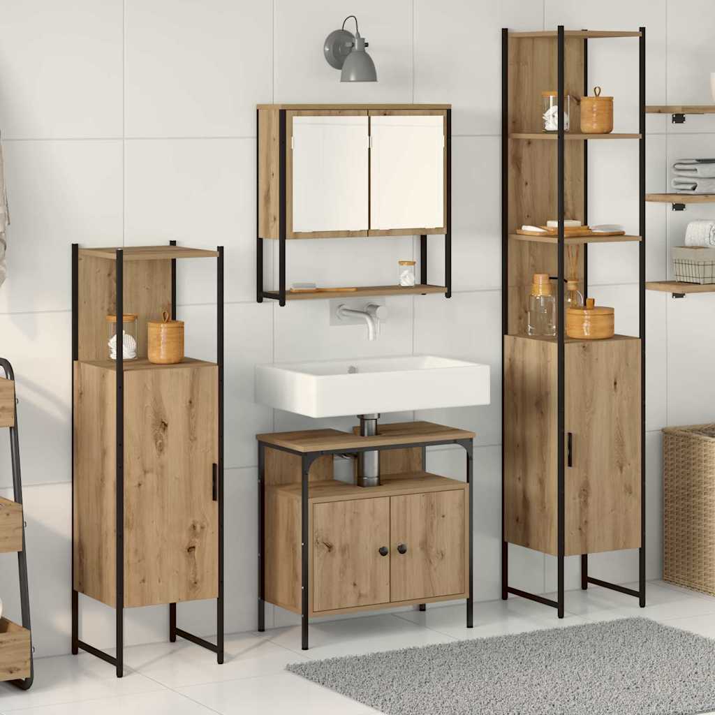 Badezimmermöbel Set mit Regal 4 pcs Artisan-Eiche Holzwerkstoff