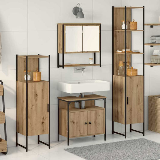 Badezimmermöbel Set mit Regal 4 pcs Artisan-Eiche Holzwerkstoff