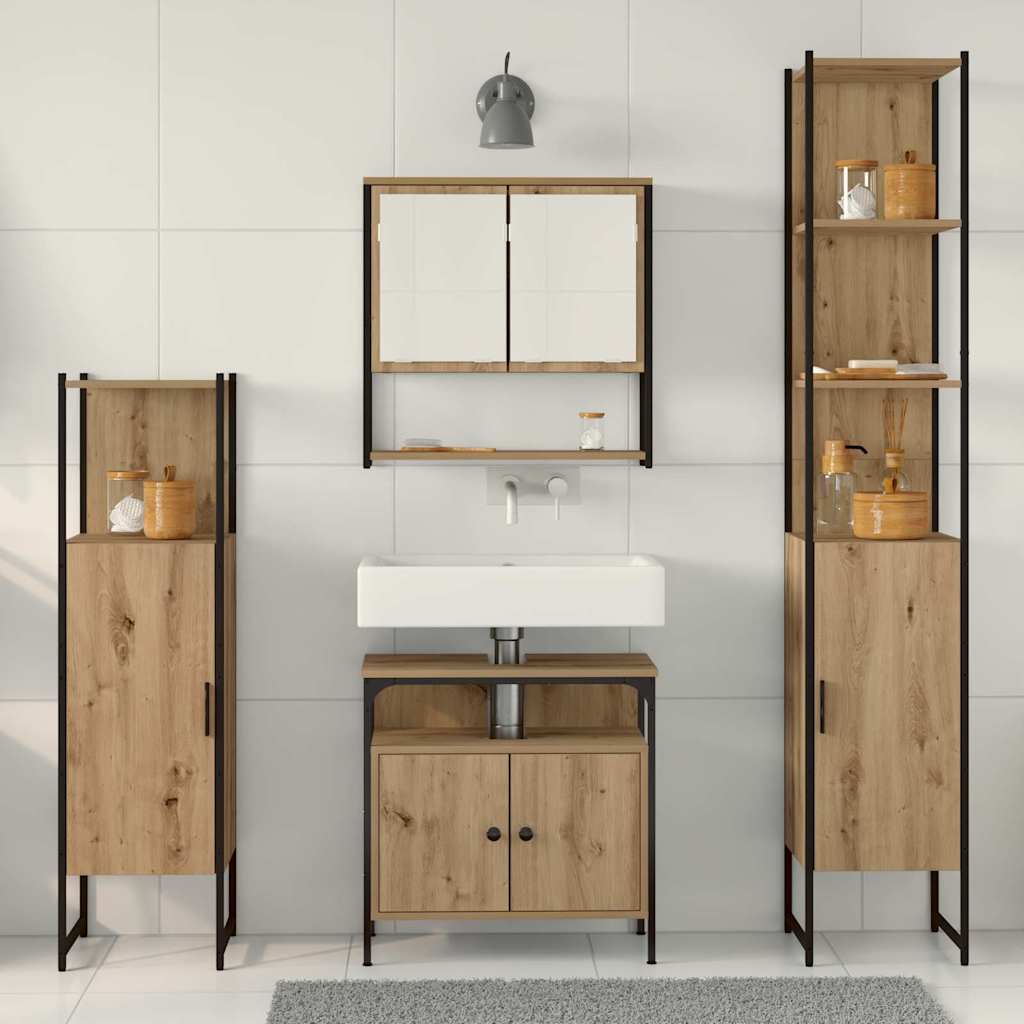 Badezimmermöbel Set mit Regal 4 pcs Artisan-Eiche Holzwerkstoff