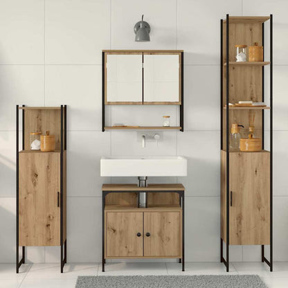 Badezimmermöbel-Set 4 stk. Artisan-Eiche 33 x 33 x 185,5 cm