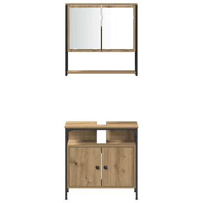 Badezimmermöbel-Set 4 stk. Artisan-Eiche 33 x 33 x 185,5 cm