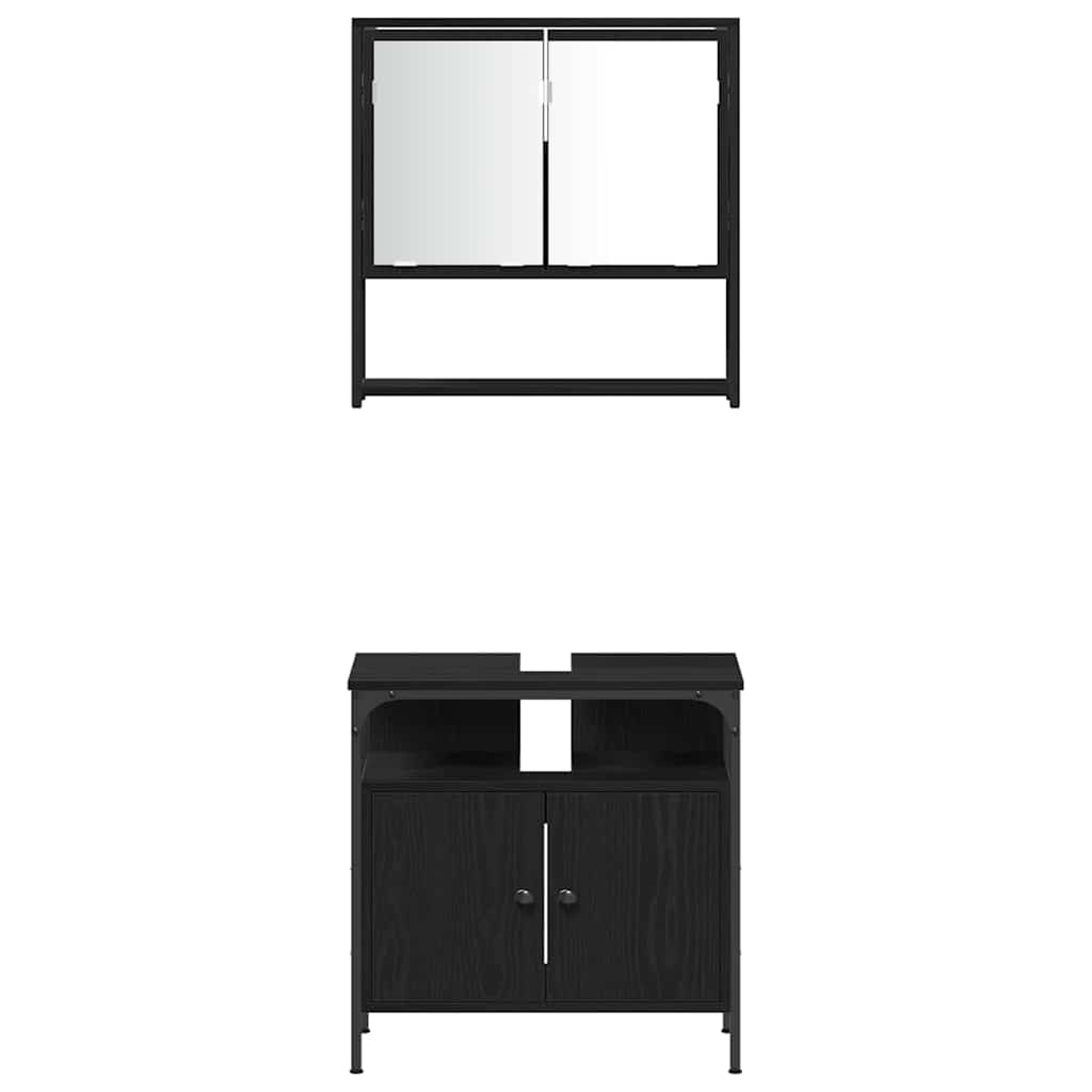 Badezimmermöbel-Set 4 stk. Schwarz Eichen-Optik