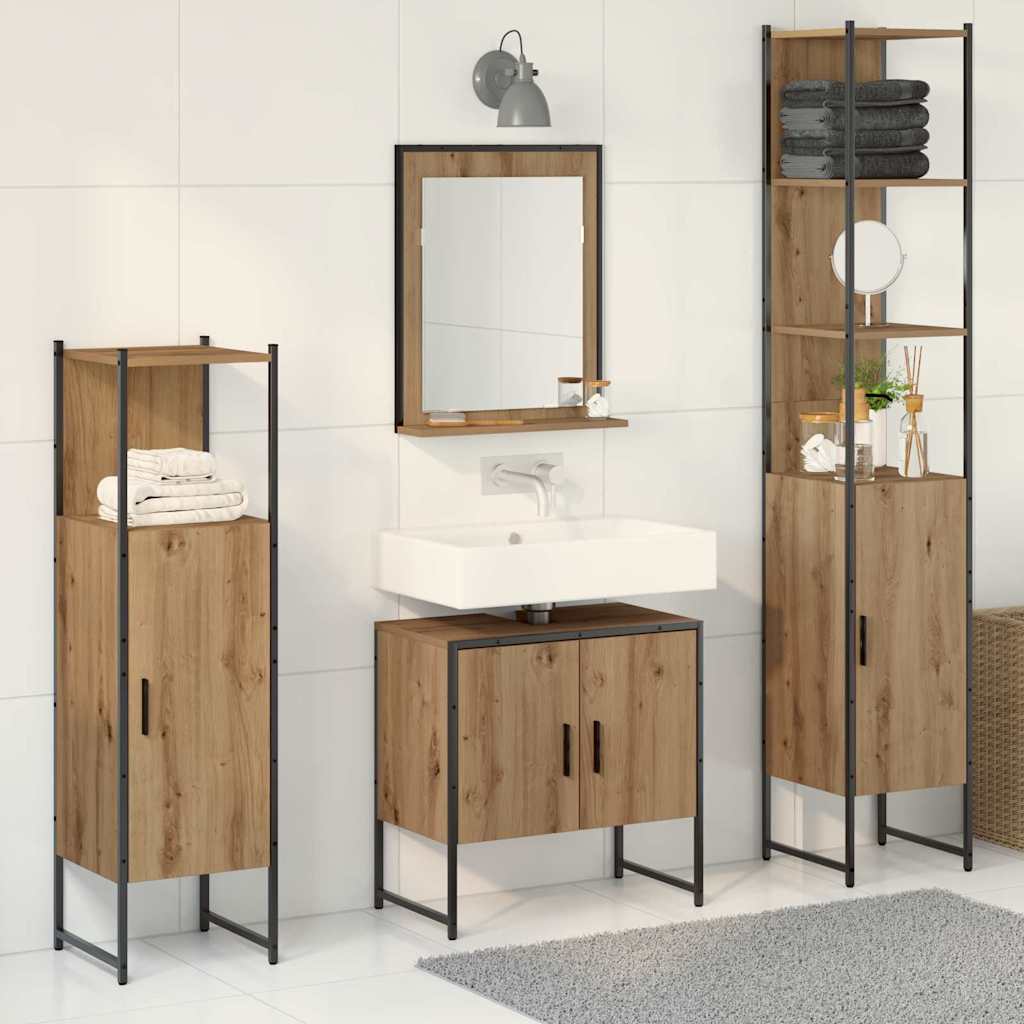 Badezimmermöbel-Set 4 stk. Braun 33 x 33 x 185,5 cm