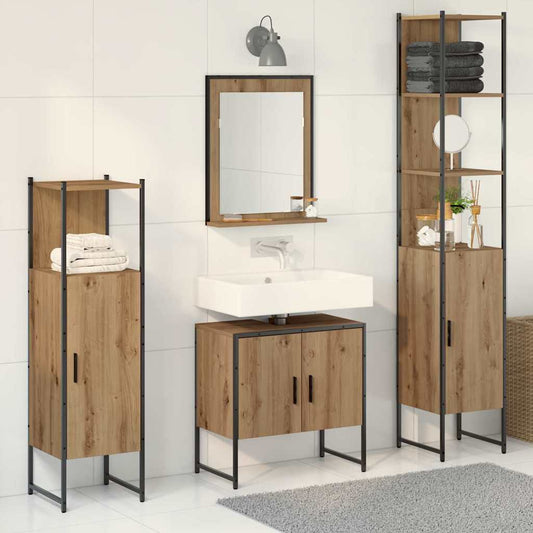 Badezimmermöbel-Set 4 stk. Braun 33 x 33 x 185,5 cm