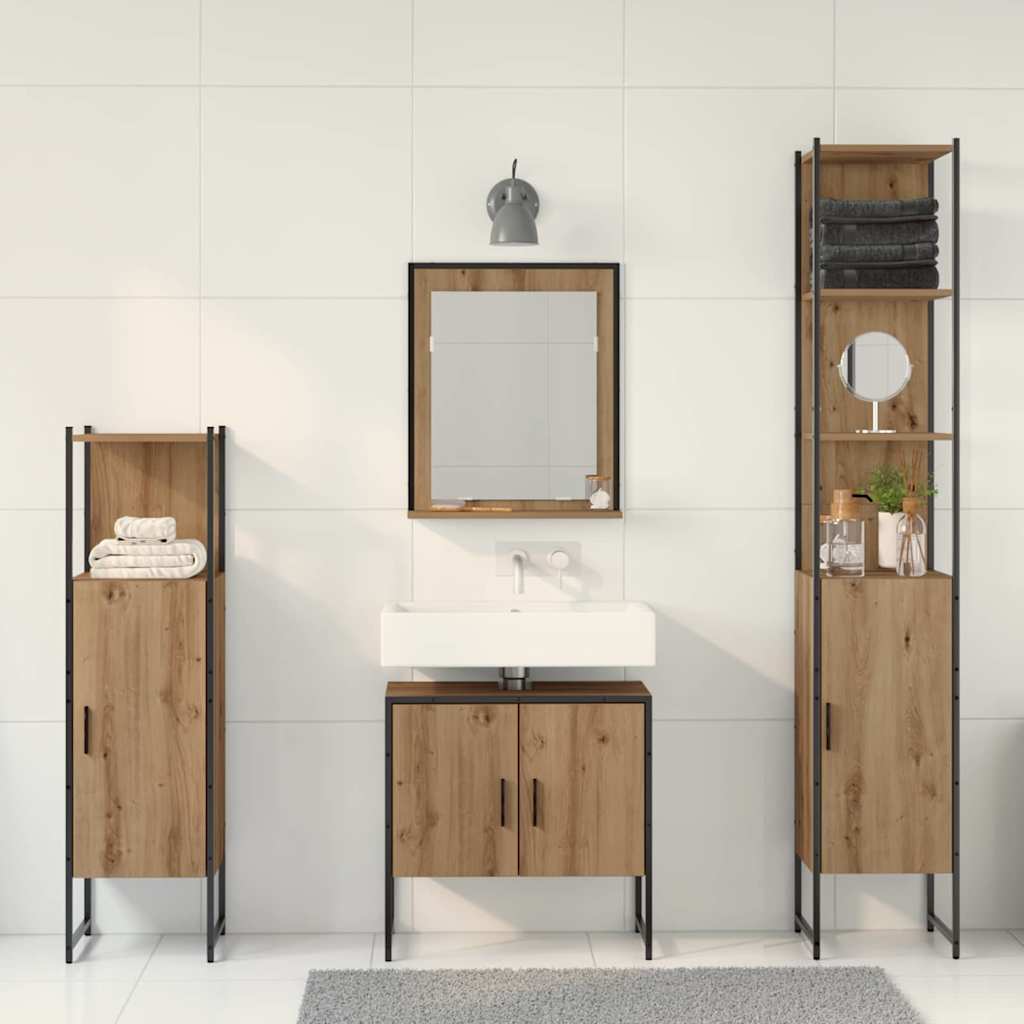 Badezimmermöbel-Set 4 stk. Braun 33 x 33 x 185,5 cm