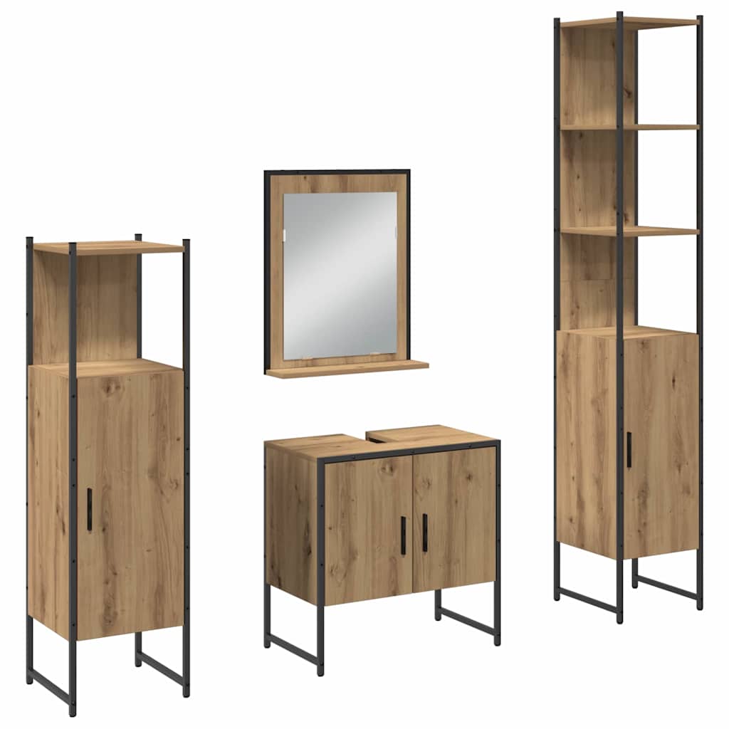 Badezimmermöbel-Set 4 stk. Braun 33 x 33 x 185,5 cm