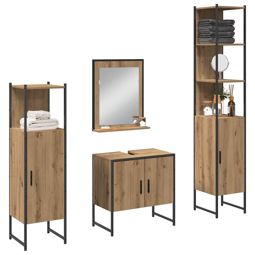 Badezimmermöbel-Set 4 stk. Braun 33 x 33 x 185,5 cm