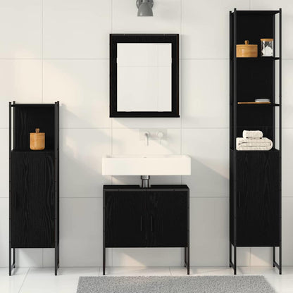 Badezimmermöbel-Set 4 stk. Schwarz 33 x 33 x 185,5 cm