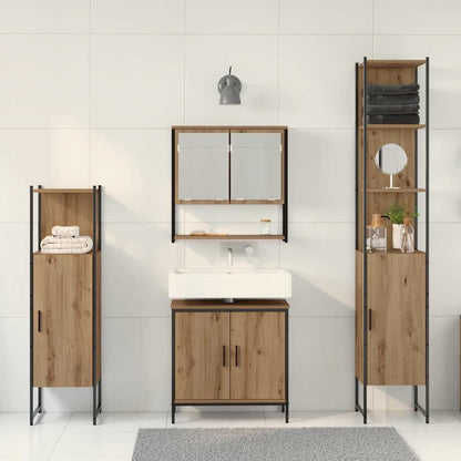 Badezimmermöbel-Set 4 stk. Braun 33 x 33 x 185,5 cm