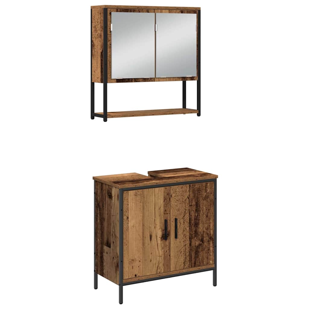 Badezimmermöbel-Set mit Regal mit Tür 4 pcs Braun Holzwerkstoff