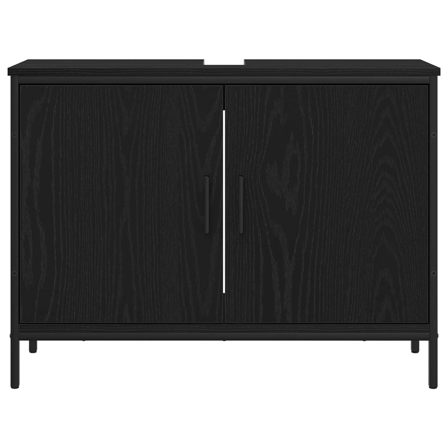 Badezimmermöbel-Set mit Regal 4 pcs Schwarz Holzwerkstoff