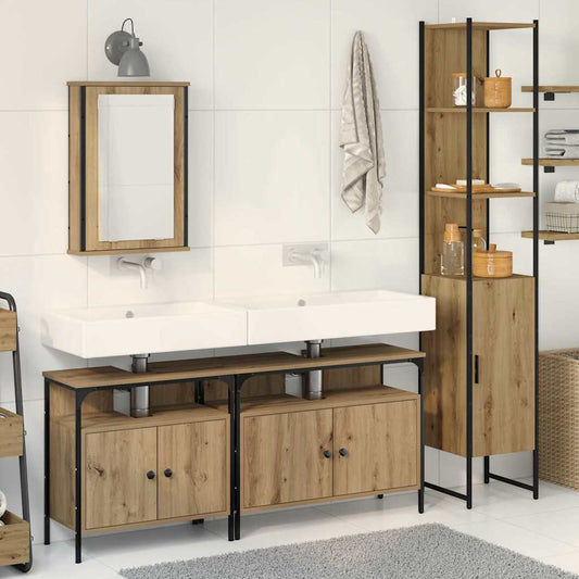 Badezimmermöbel-Set mit Regal 4 pcs Artisan-Eiche Holzwerkstoff