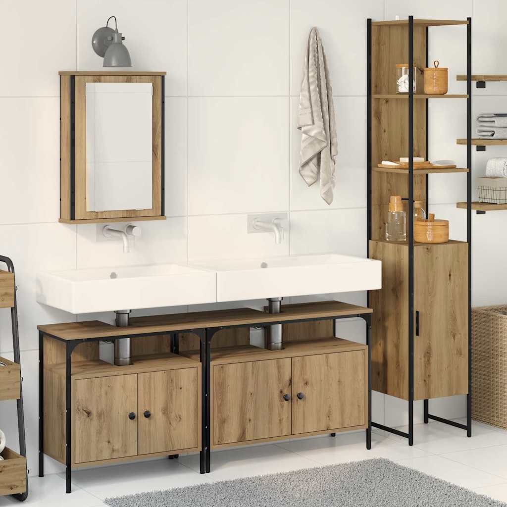 Badezimmermöbel-Set 4 stk. Artisan-Eiche 33 x 33 x 185,5 cm