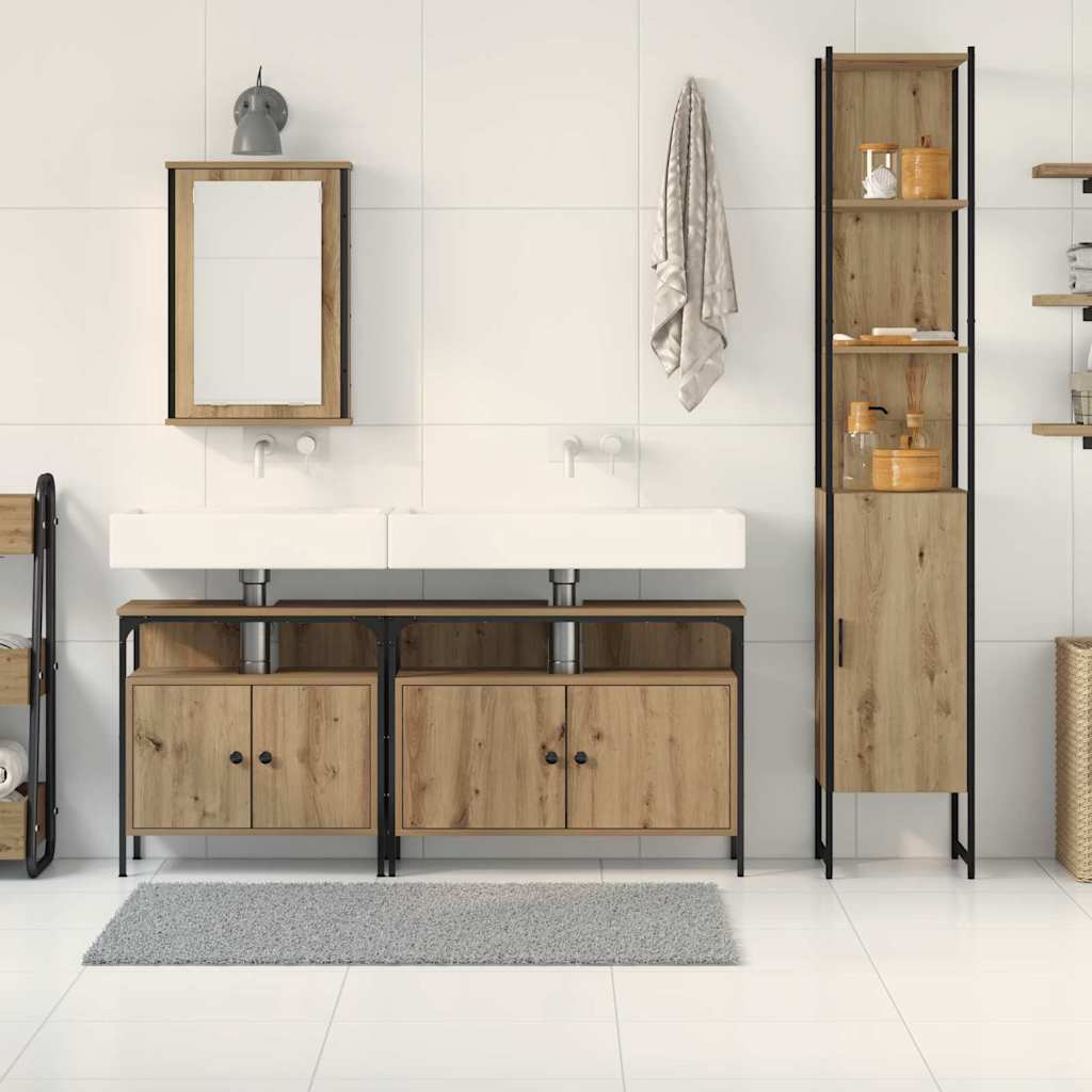 Badezimmermöbel-Set 4 stk. Artisan-Eiche 33 x 33 x 185,5 cm