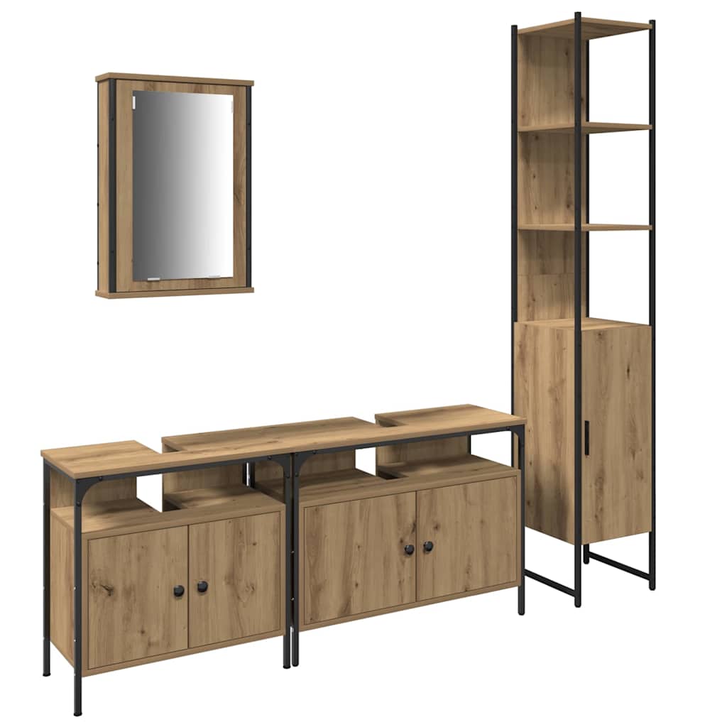 Badezimmermöbel-Set 4 stk. Artisan-Eiche 33 x 33 x 185,5 cm