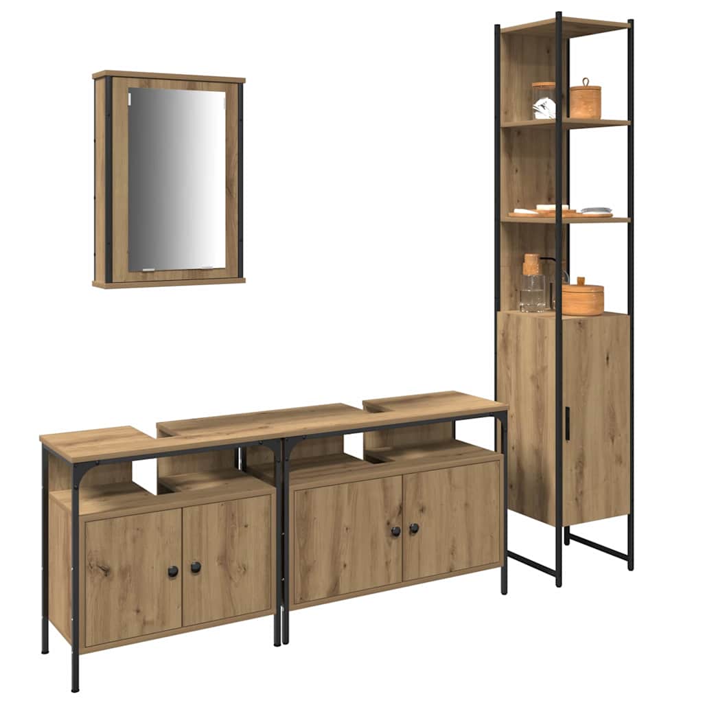 Badezimmermöbel-Set 4 stk. Artisan-Eiche 33 x 33 x 185,5 cm