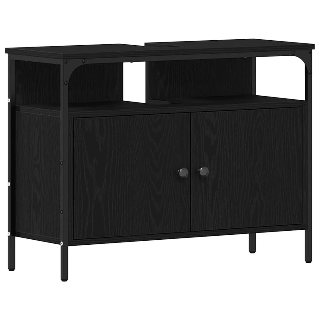 Badezimmermöbel-Set 4 stk. Schwarz Eichen-Optik