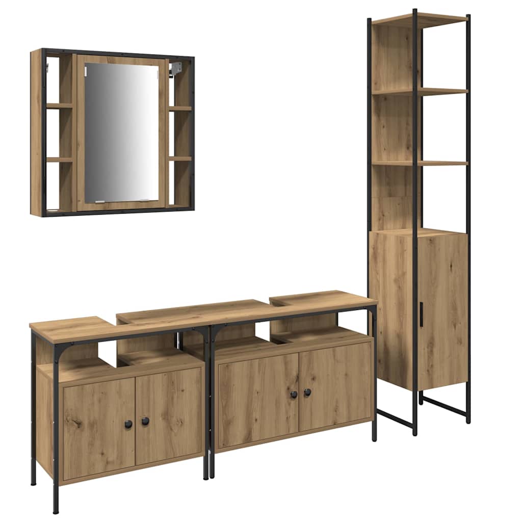 Badezimmermöbel-Set 4 stk. Artisan-Eiche 33 x 33 x 185,5 cm