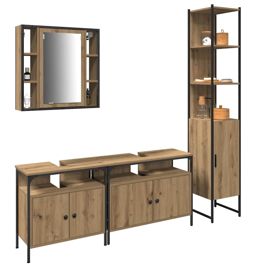 Badezimmermöbel-Set 4 stk. Artisan-Eiche 33 x 33 x 185,5 cm