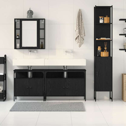 Badezimmermöbel-Set 4 stk. Schwarz Eichen-Optik